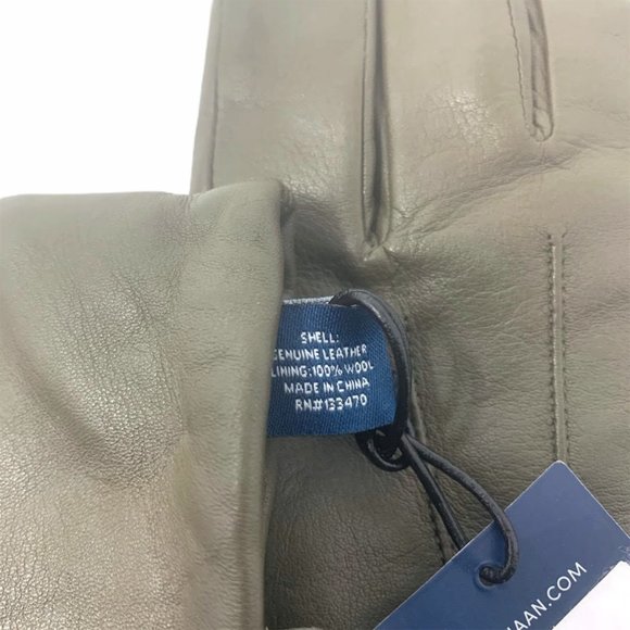 New Cole Haan Olive Green Leather Gloves Size M - Picture 5 of 6